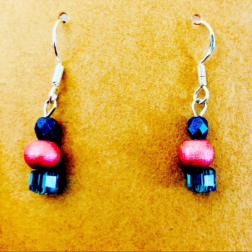 Blue and pink earrings
